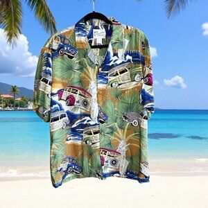 Diamond Head Vintage Hawaiian Woodys Palm Trees Aloha Camp Shirt Made in Hawaii